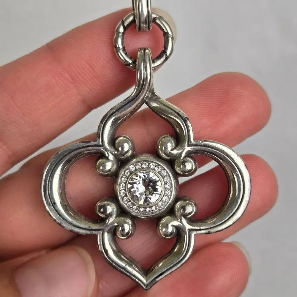 brighton toledo long chain necklace in silver tone.